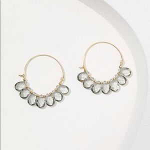 Ann Taylor Loft Gray Sparkle Hoop Earrings